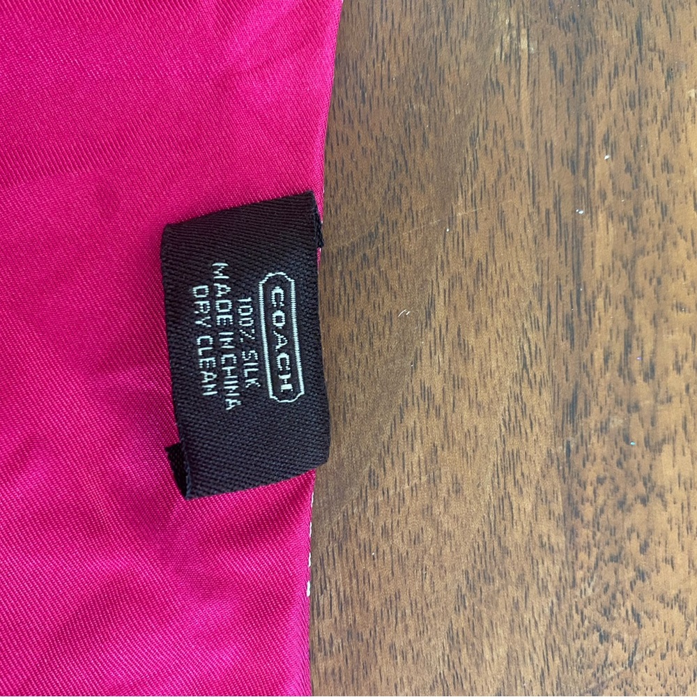 Coach Hot Pink Silk Scarf - Picture 3 of 3
